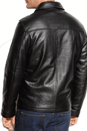 Men’s Simple Casual Black Leather Jacket