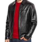 Men’s Simple Casual Black Leather Jacket