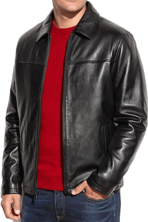 Men’s Simple Casual Black Leather Jacket