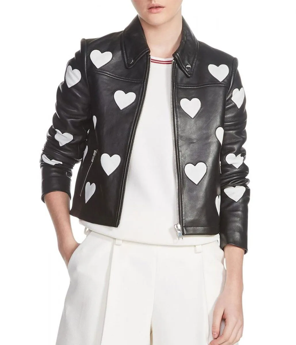 jacket-with-heart-scaled1 Women’s Maje Heart Motorcycle Leather Jacket
