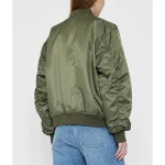 Women’s Leon Army Green Bomber Jacket - Image 3