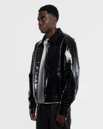 Men's BLACK CROCODILE LEATHER JACKET - Image 2