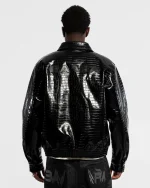 Men's BLACK CROCODILE LEATHER JACKET - Image 4