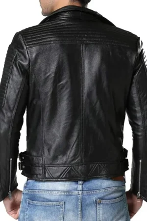 Men’s Padded Double Breasted Leather Jacket