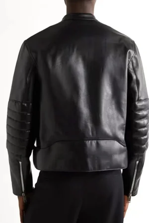 Men’s Black Motorcycle Style Slim Fit Leather Jacket