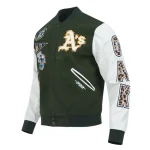 Oakland Athletics Animal Print Varsity Wool/Leather Jacket