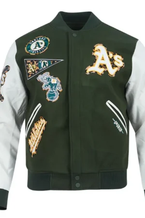 Oakland Athletics Animal Print Varsity Wool/Leather Jacket