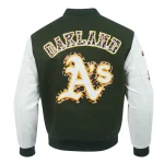 Oakland Athletics Animal Print Varsity Wool/Leather Jacket - Image 2