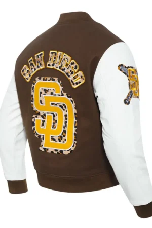 San Diego Padres Animal Print Varsity Wool/Leather Jacket