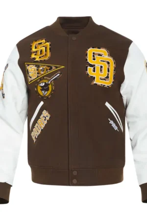 San Diego Padres Animal Print Varsity Wool/Leather Jacket