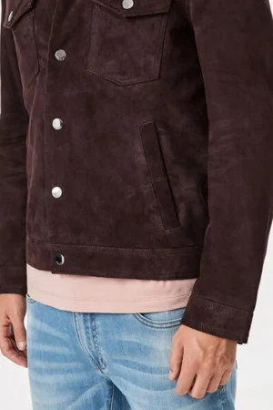 Men’s Suede Trucker Brown Leather Jacket