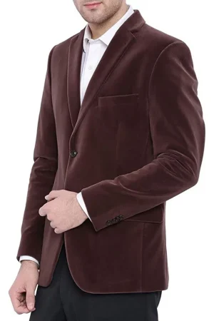 Men’s Two Button Brown Velvet Jacket