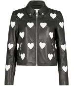 Women’s Maje Heart Motorcycle Leather Jacket