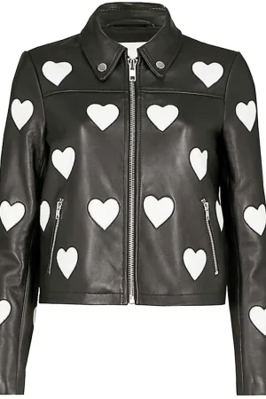 Women’s Maje Heart Motorcycle Leather Jacket