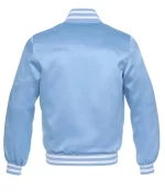 Women’s Baby Blue Satin Bomber Varsity Jacket