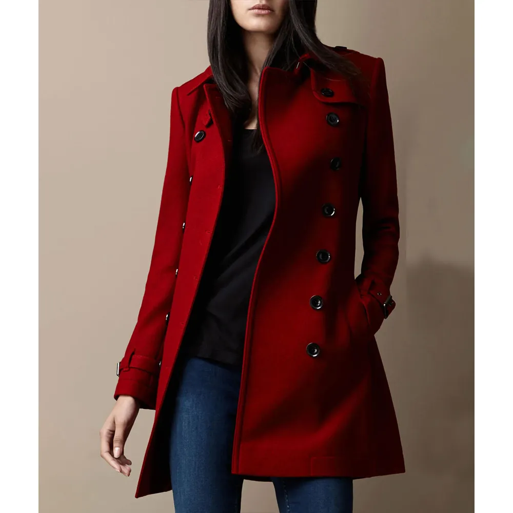 womens-mid-length-red-wool-trench-coat1 Women’s Red Wool Mid Length Trench Coat