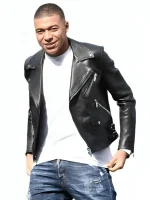 Kylian Mbappe Black Leather Jacket