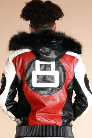 8 Ball Shearling Hooded Jacket