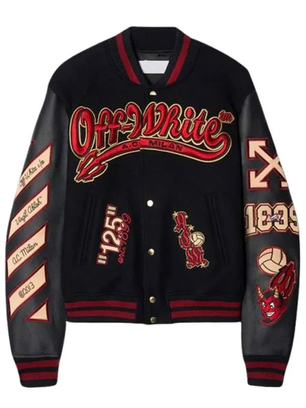 AC-Milan-x-Off-White-1889-Black-Letterman-Varsity-Jacket 1 AC Milan x Off-White Varsity Jacket