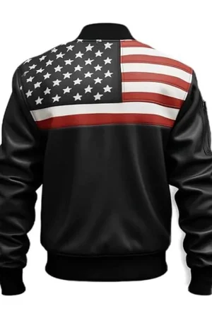 USA Flag Bomber Leather Jacket