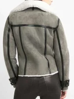 Women’s Bomber Grey Shearling Suede Leather Jacket
