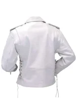 Women Stylish White Biker Leather Jacket