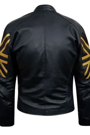 Vintage UK Flag Cafe Racer Leather Jacket