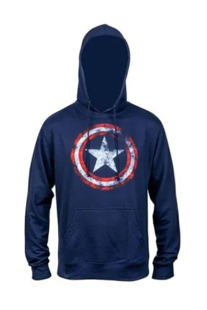 Captain America Distressed Navy Pullover Hoodie