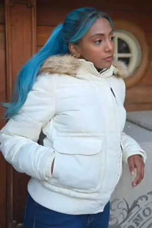 Charithra Chandran One Piece S02 White Puffer Jacket