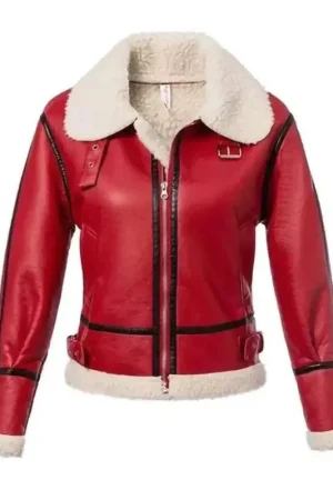 Christmas Womens Red Leather Jacket