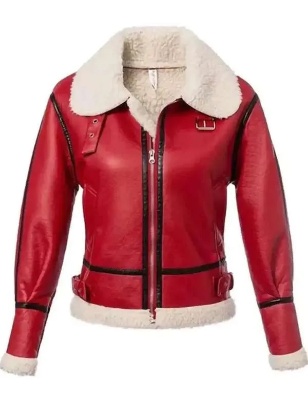 Christmas-Womens-Red-Real-Leather-Jacket 1 Christmas Womens Red Leather Jacket