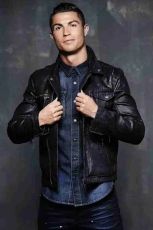 Cristiano Ronaldo Black Leather Jacket