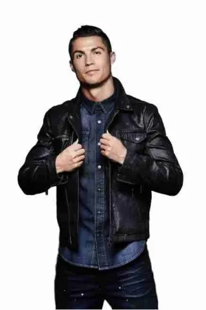 Cristiano Ronaldo Black Leather Jacket
