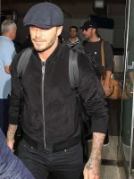 David Beckham Black Suede Leather Jacket