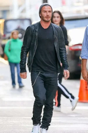 David Beckham N Y Street Style Leather Jacket