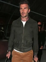 David Beckham Green Suede Leather Jacket