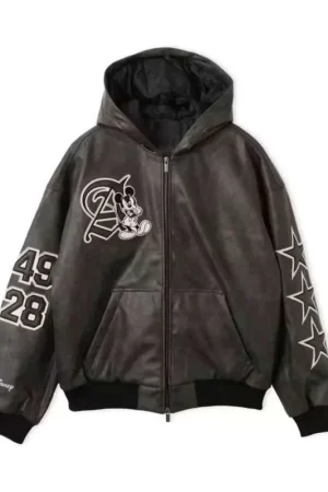 Disney Mickey Mouse Black Leather Jacket