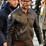 David Beckham Brown Bomber Leather Jacket