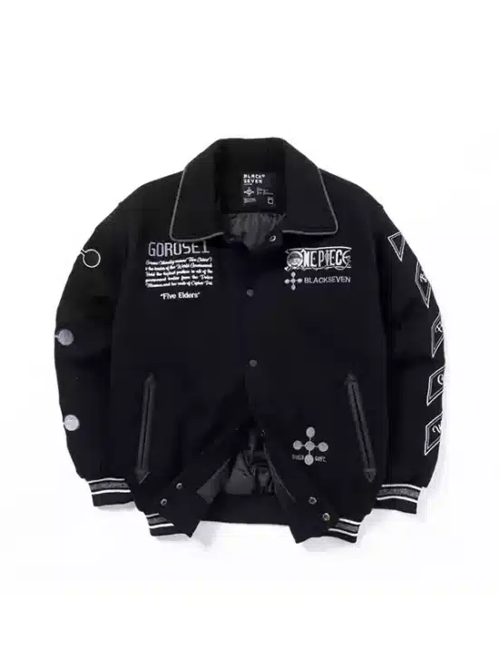 Front-Side-Of-The-Gorosei-Varsity-Jacket-One-Piece-551x735 1 One Piece Black Gorosei Varsity Jacket