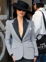 Jenna Ortega NYC 2025 Grey Blazer