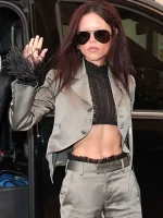 Jenna Ortega Paris Fashion Week 2025 Crop Blazer