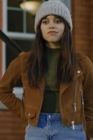 Jenna Ortega Winter Spring Summer or Fall Brown Leather Jacket
