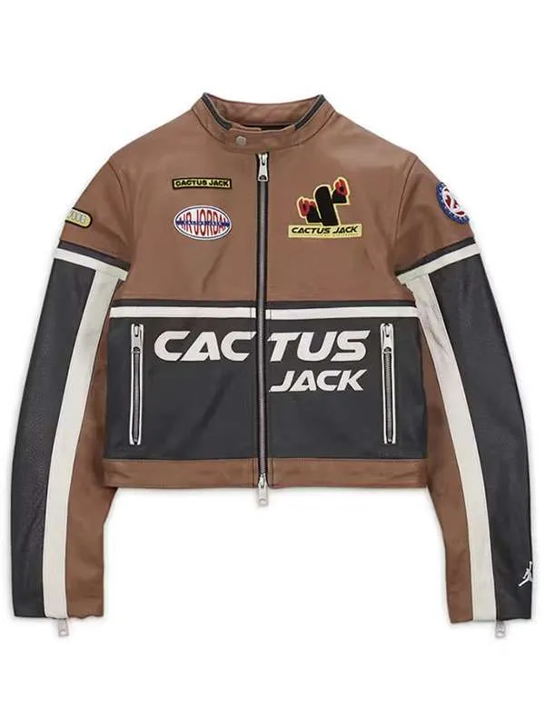 Jordan-x-Travis-Scott-Cactus-Jack-Black-and-Brown-Leather-Jacket 1 Travis Scott Cactus Jack Leather Jacket