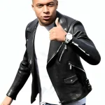 Kylian Mbappe Black Leather Jacket