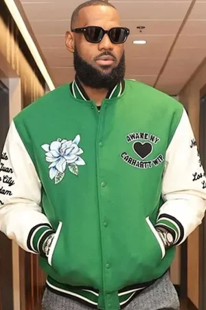 LeBron James Green And White Bomber Jacket