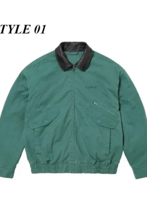 Leather Collar Utility Jacket