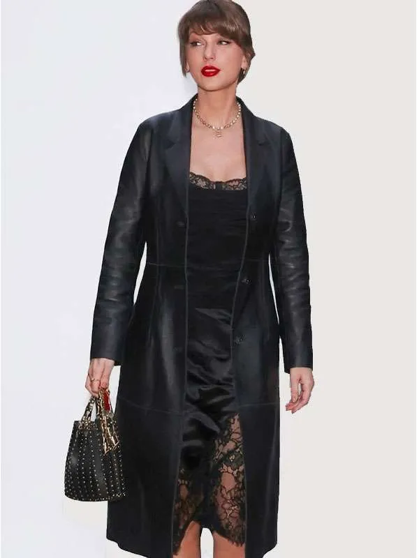 London-Street-Style-2026-Taylor-Swift-Black-Leather-Trench-Coat 1 London Street Style Taylor Swift Coat
