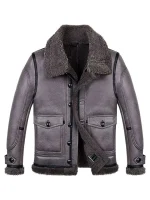 Stylish Men’s B3 Grey Sheepskin Shearling Flight Jacket