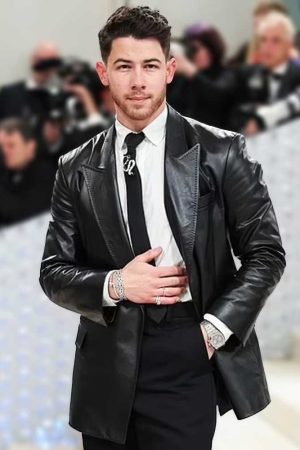 Met Gala 2023 Nick Jonas Leather Blazer