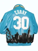 Stephen Curry Blue Leather Jacket